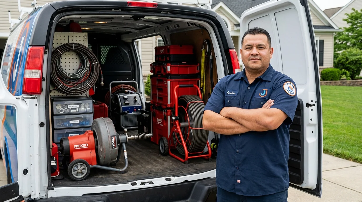 Professional drain cleaning equipment and Johns Plumbing LLC plumber in Spearman