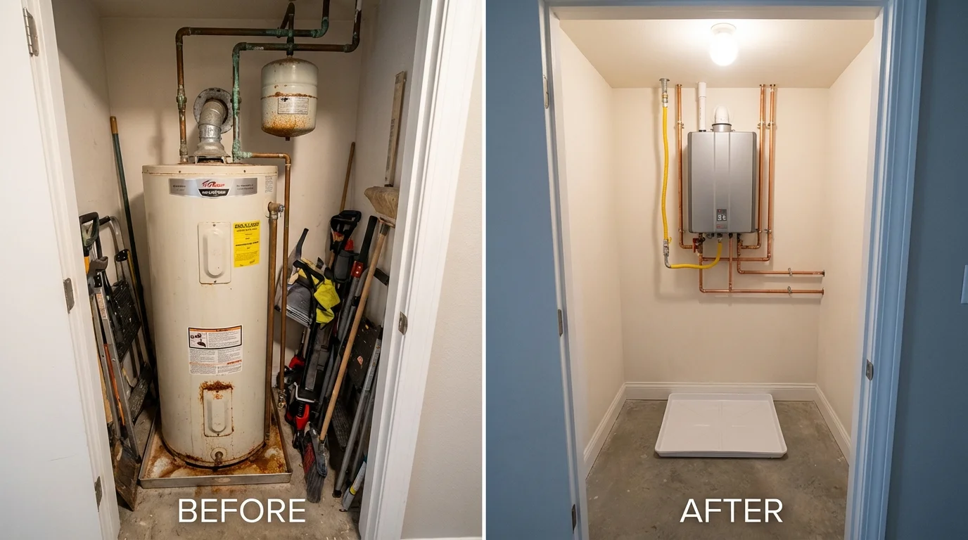Tank water heater versus wall-mounted tankless unit comparison for Spearman, TX homeowners