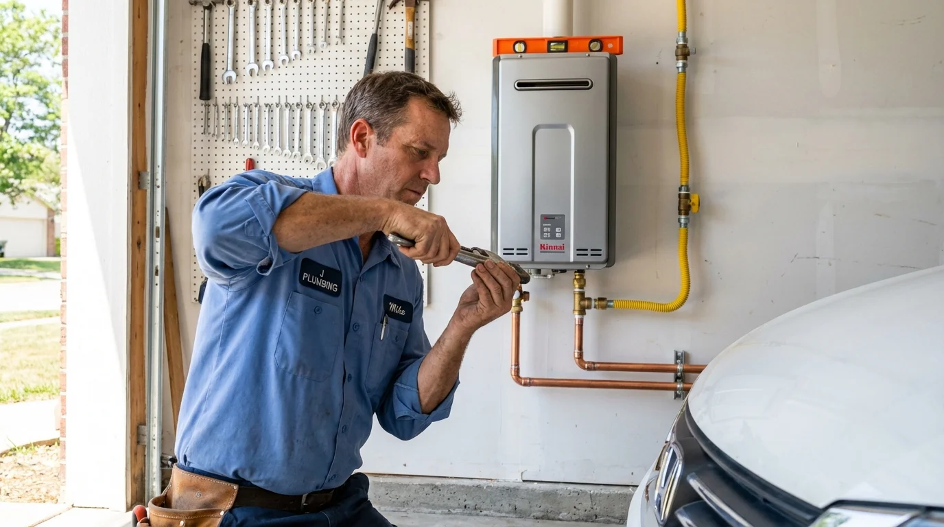 Tankless water heater installation by a Johns Plumbing LLC plumber in Spearman